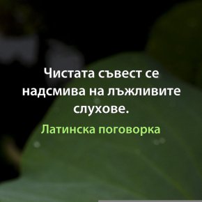 Чистата съвест се надсмива на лъжливите слухове.