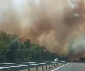 Пожарът край Слънчево се разгоря, АМ Хемус отново е затворена